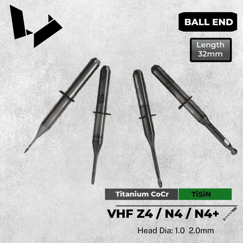 32mm TiSiN Coated Hybird Milling Tools for NON-PRECIOUS ALLOYS (CoCr) & TITANIUM Compatible With VHF Z4 / N4 / N4+