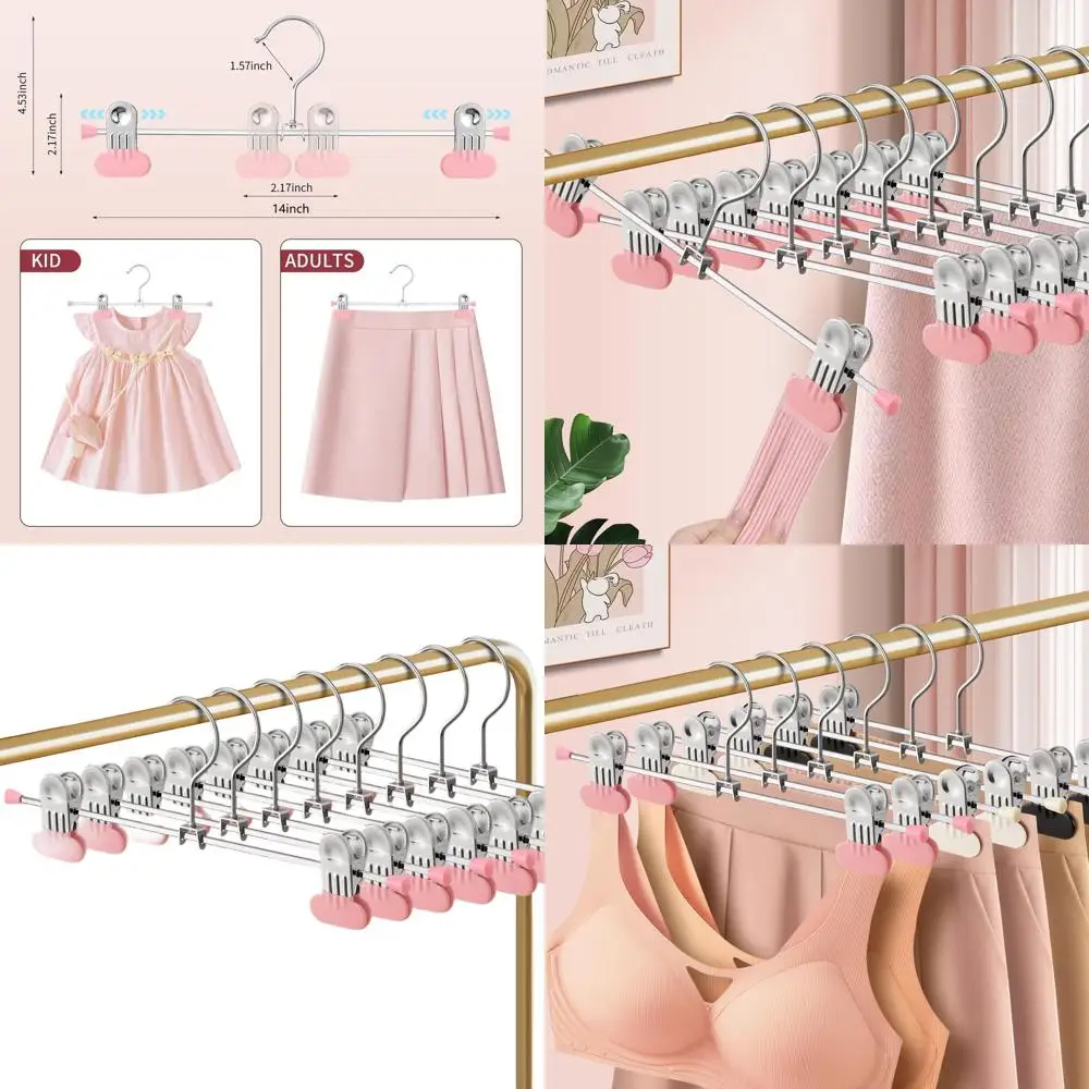 

Набор из 50 регулируемых нескользящих вешалок для одежды для женщин, прочные компактные вешалки для юбок, брюк, джинсов, шорт - розовые