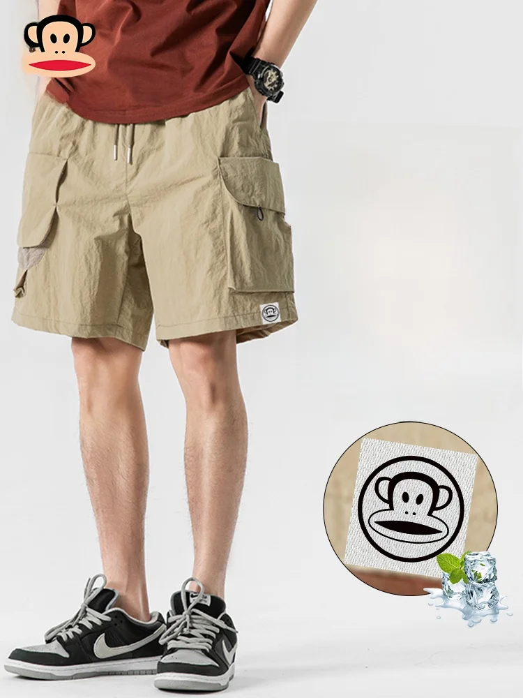 

Мужские летние шорты Paul Frank American Workwear: тонкие, свободные, дышащие, быстросохнущие, длиной до колена, с деталями декоративной строчки