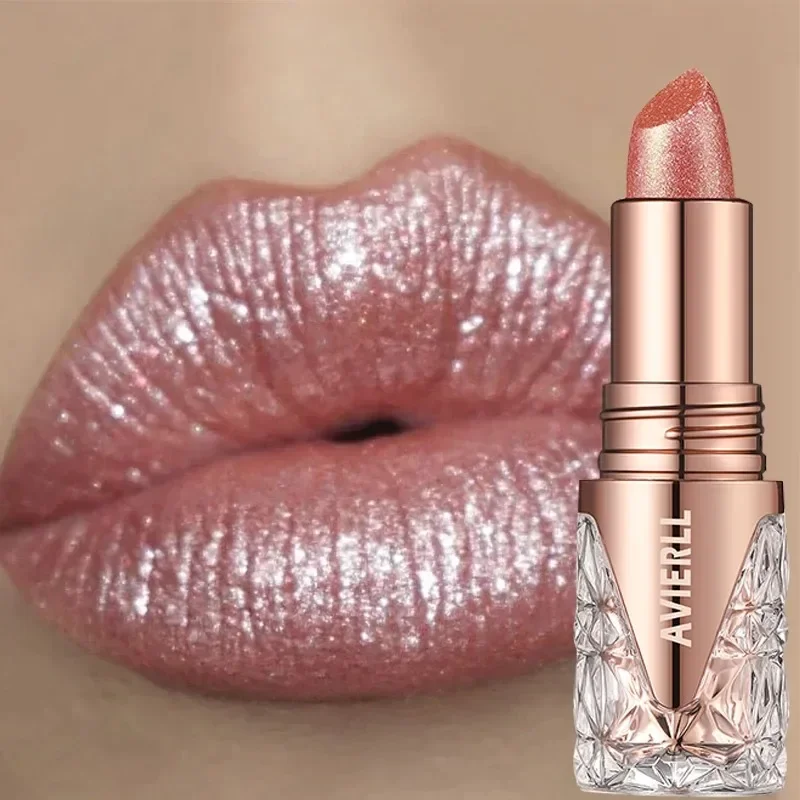 Quicksand Gold Lipstick Fine Glitter lipstick, Moisturizing Silky Mermaid Girl Pink, Long-Lasting Waterproof Grapefruit Orange