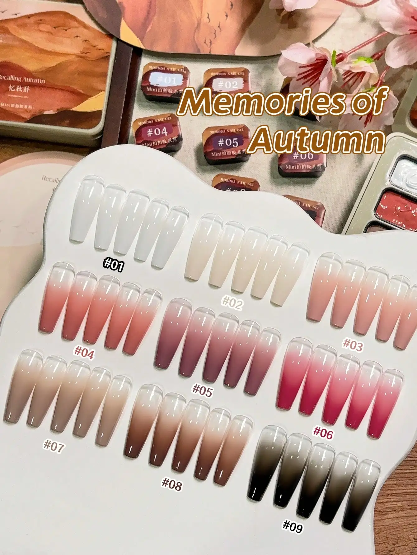 9-Colors Memories of Autumn Pattern Gel Smudges Canned High Saturation Popular Semi-Solid Nail Polish Gel-Yi Qiu Ci