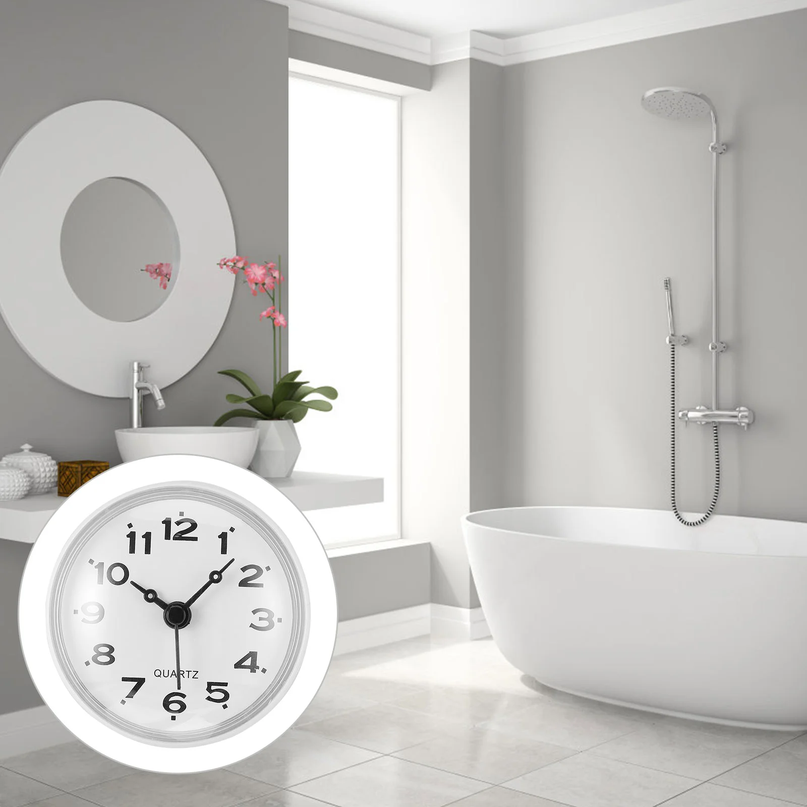 

Barbell Sucker Clock Suction Cup Bathroom Mirror Digital Timer Waterproof Wall White Hanging Office