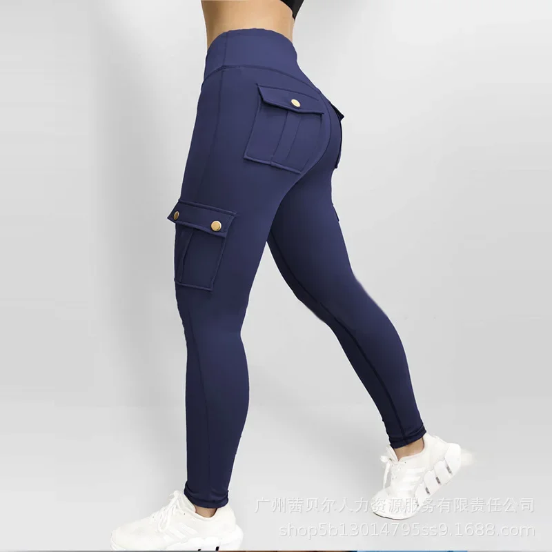 Pantalon cargo taille haute pour femme, pantalon capris taille élastique, pantalon longueur rinçage, jogging streetwear, pantalon de yoga, 2025