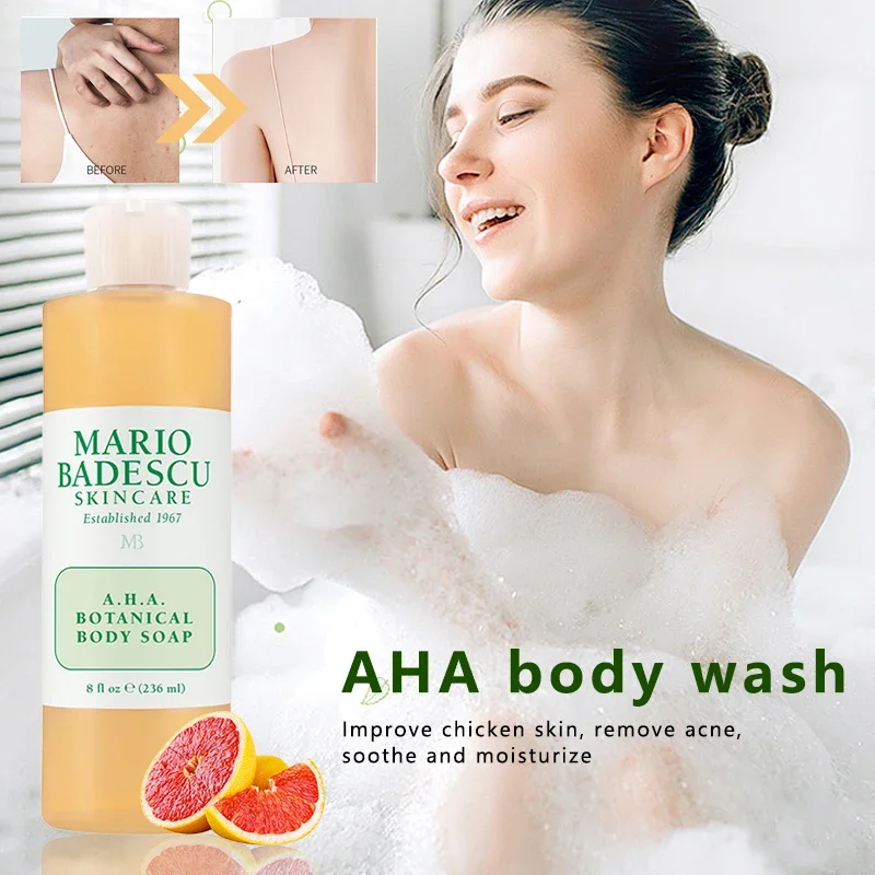 Mario Badescu AHA Botanical Body Wash Moisturizing Clarifying Gentle Exfoliating Body Wash Brighter Softer Smoother Skin Body