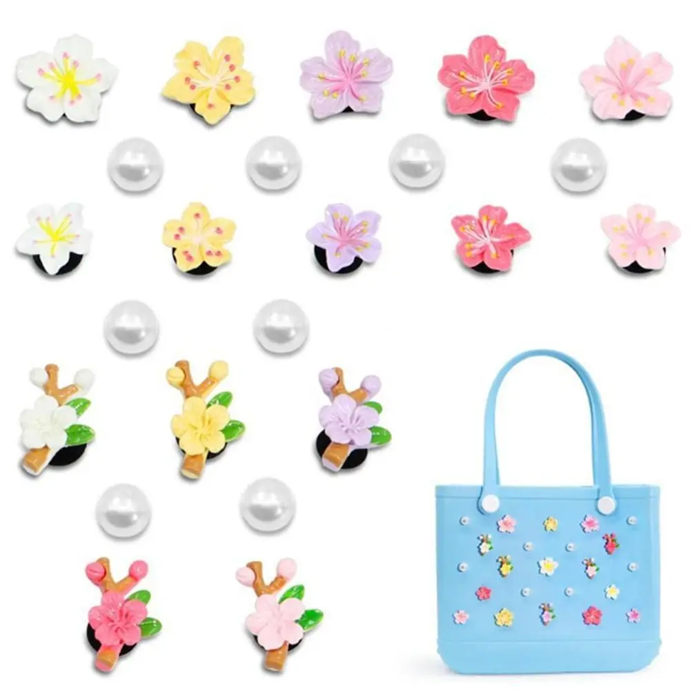

1Set DIY Resin ​Charms for Bogg Bags Cartoon Pearl Flowers Beach Bag Accessories Charms Bag Buckle Ornaments for Bogg Bag Woman