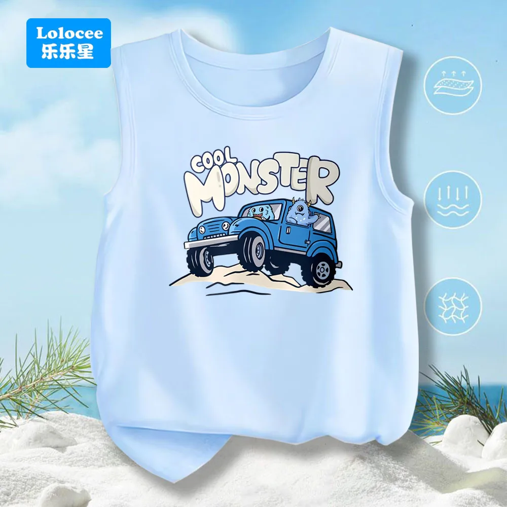 Kids Cute Cotton Tank Top Boy' Summer Underwear Clothing Children Vest Breathable Sports Tees Sleeveless Shirt For Boy GSKC1