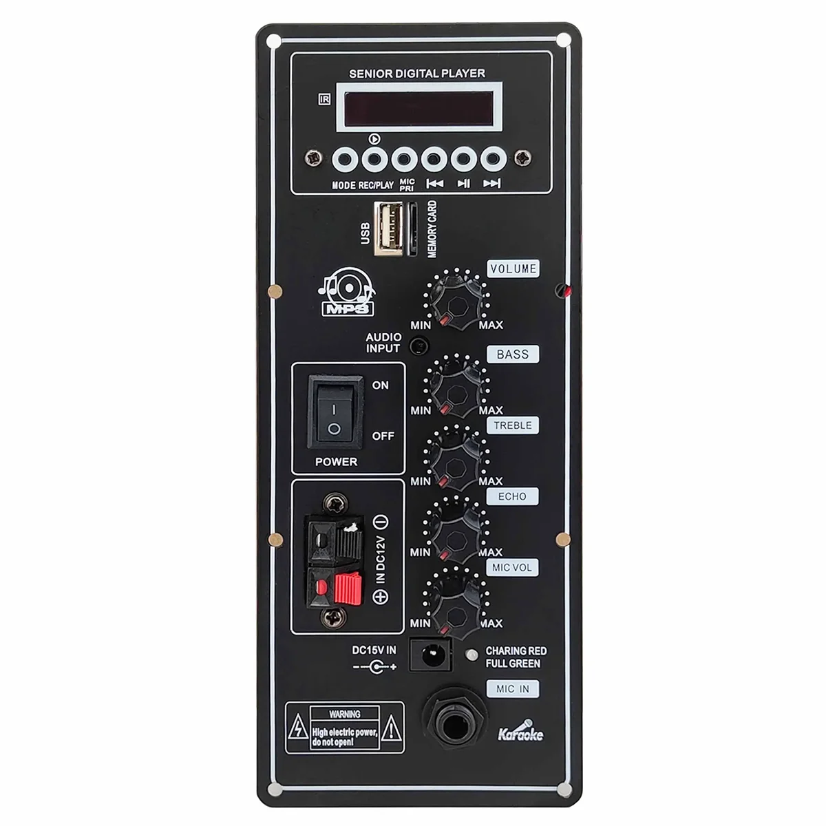 Placa amplificadora de 12V, altavoz cuadrado de baile de 80W, compatible con Bluetooth, AUX, tarjeta TF, grabación de disco en U, altavoz de 6-12 pulgadas
