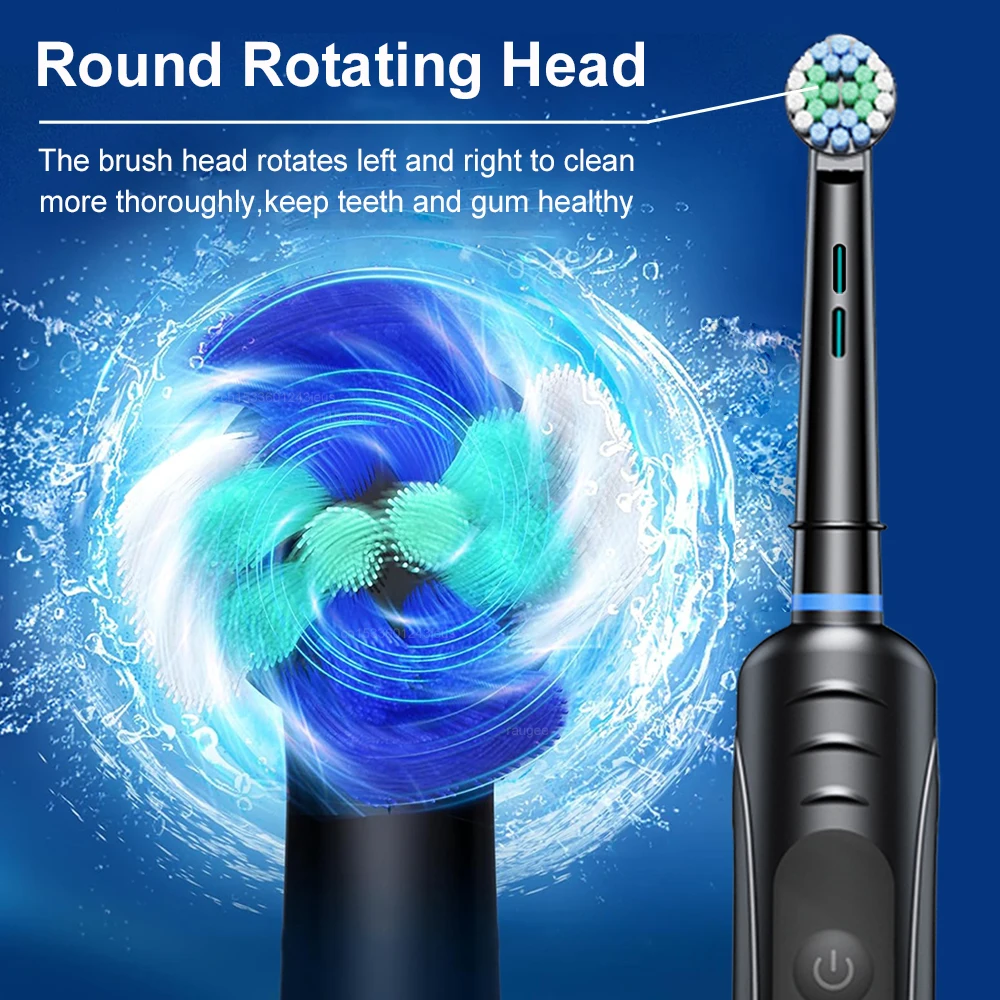 Electric Toothbrush Rotary Electric Toothbrush for Adults Rechargeable Teeth Whitening Rotating Electric Toothbrush with 8 Heads