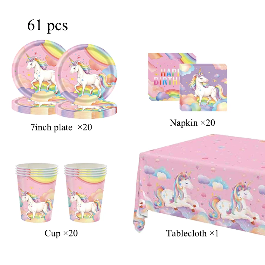 Unicorn Party Decorations Paper Plate Cup Banner Tablecloth Seal Stamps Birthday Party Supplies Party Favors Rewards Prizes view 5