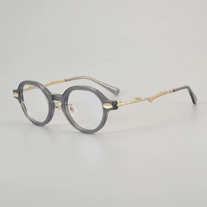 Belight Optical Oval Shape Tree Branch Design Men  Women Acetate with Titanium Eyeglasses Frame Prescription Lens KOP-013