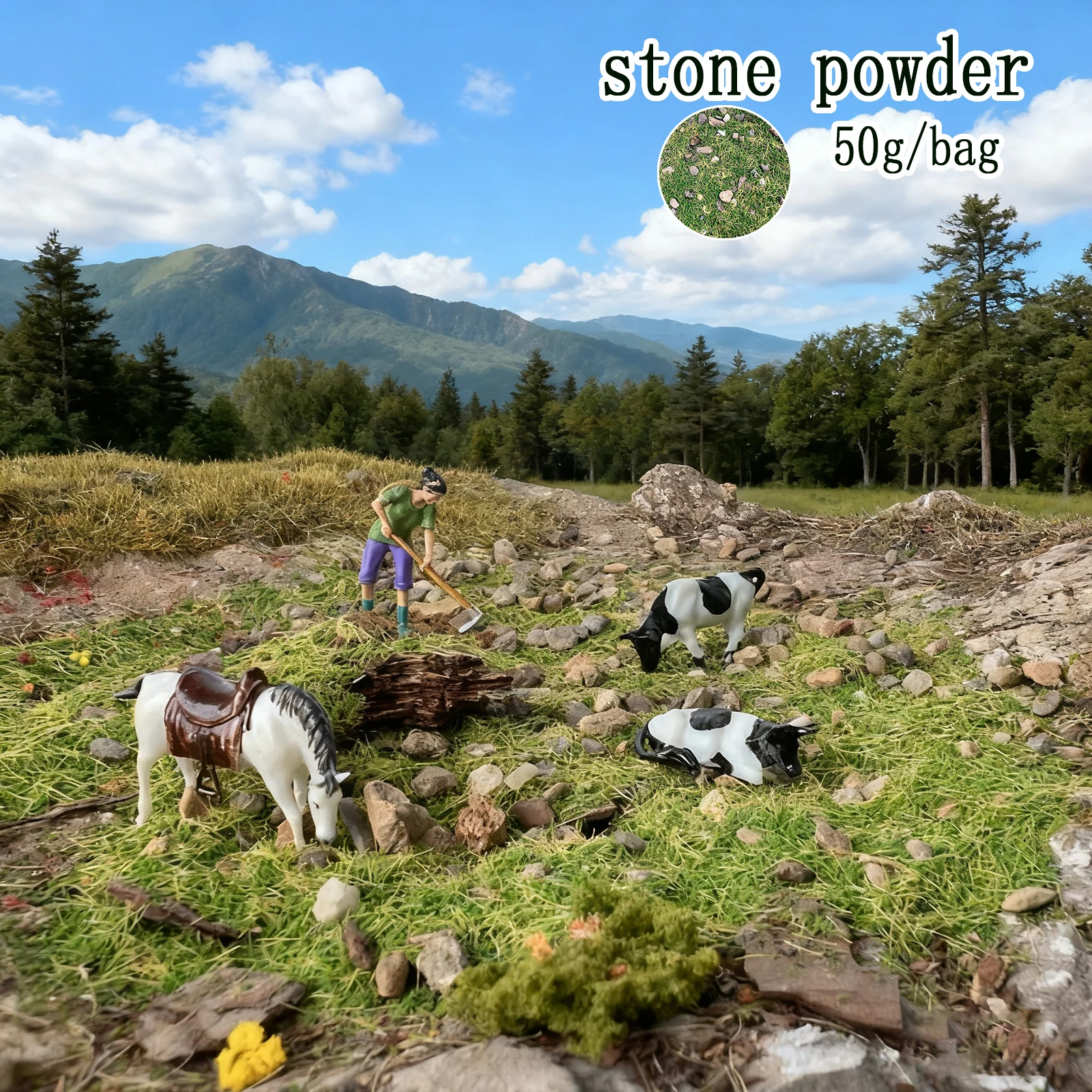 

50g DIY Modeling Terrain Landscape Scenery Builder Kit with Grass Stone & Foliage for Military Wargaming Garden Decor Diorama