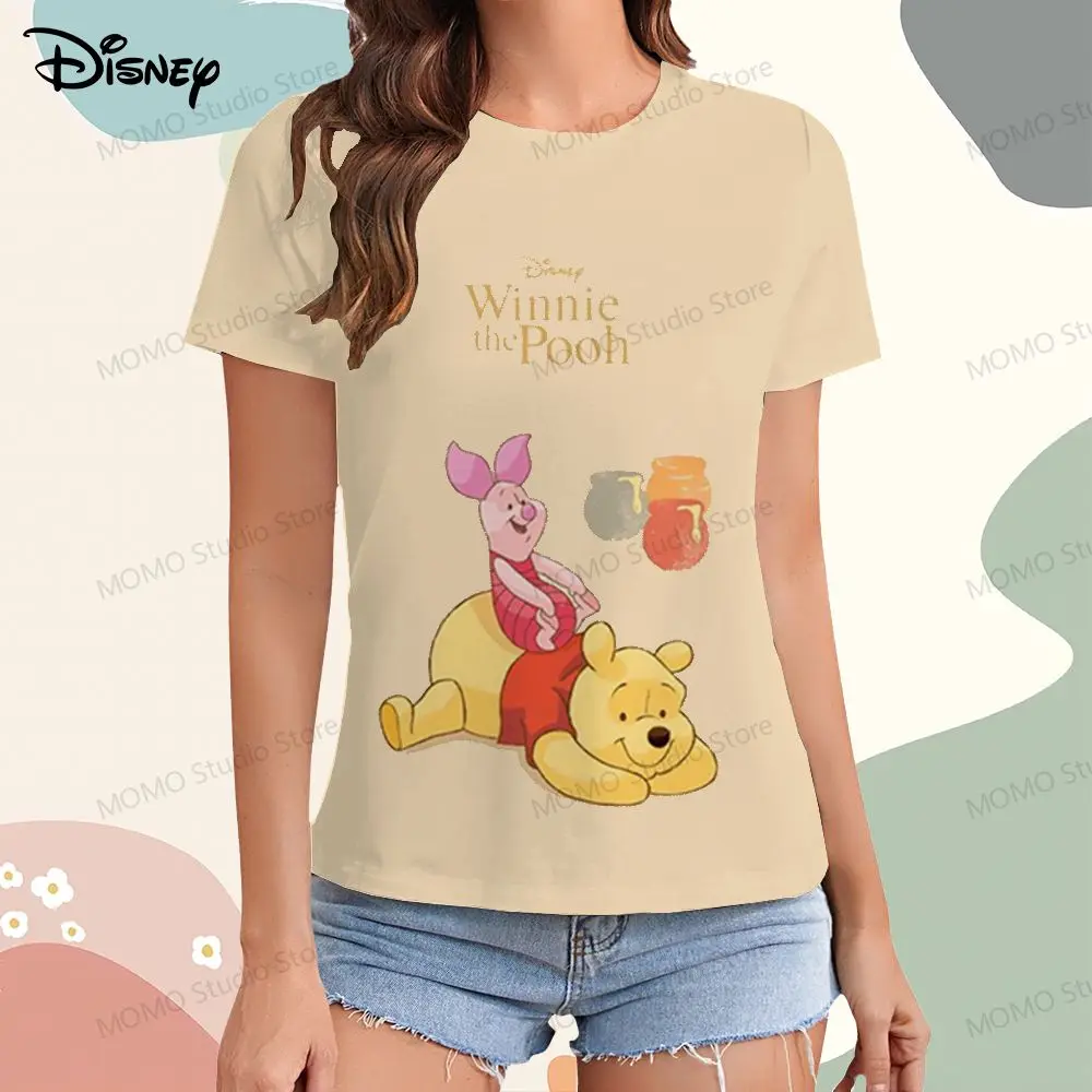 XS-3XL Disney Winnie Pooh Women's T-shirt Street Wear Summer Short Sleeve Tee 2024 Woman Clothing O Neck Tops Kawaii Y2k Clothes