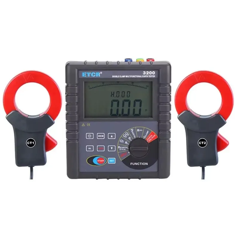 ETCR3200 2000 مجموعات تخزين البيانات جهاز اختبار الأرض الرقمي المزدوج المشبك الحقيقي مع بطارية ليثيوم