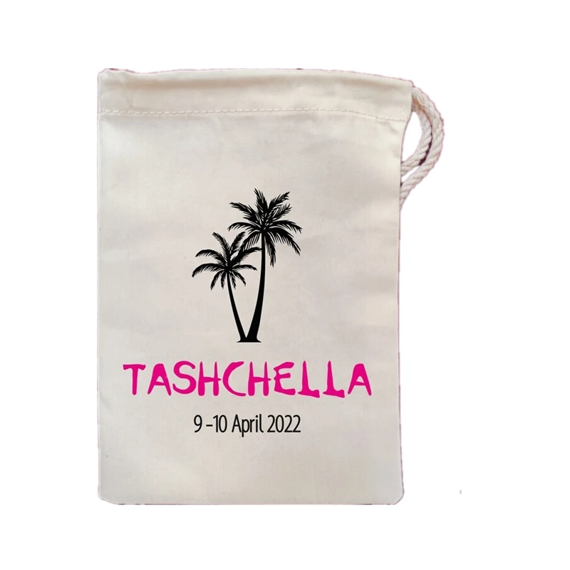 Personalized Favor bags Destination Wedding Welcome bags Palm Tree Bags Hen party bags  Tropical Wedding bag Drawstring Gift bag