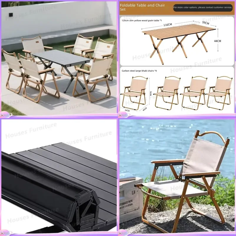 Outdoor Folding Camping Table and Chair Set Aluminum Lightweight Portable Picnic Furniture Combo for Beach Hiking Travel