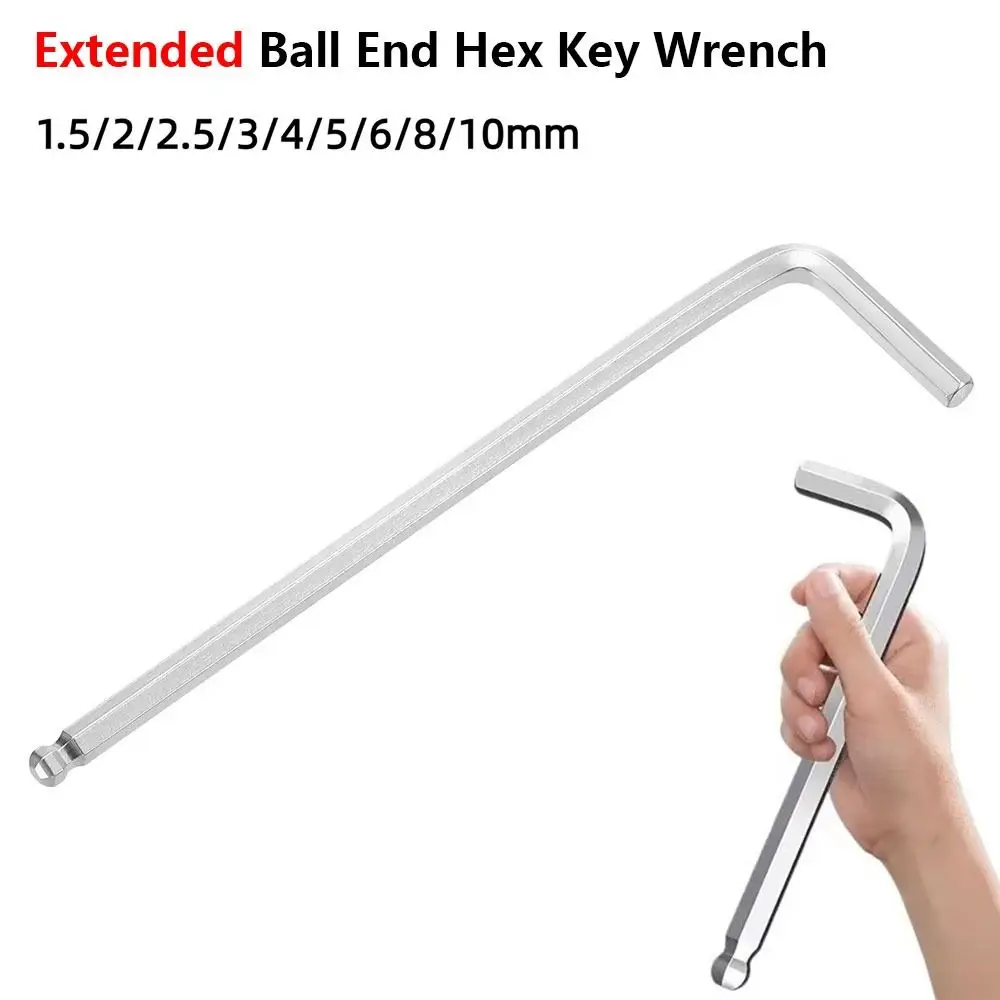 1Pcs 1.5-10mm Extended Hex Allen Key Set CR-V Steel Ball End Extra Long Ball End Hex Key Wrench 20cm Metric System