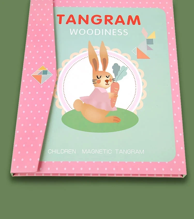 Rompecabezas magnético de madera para niños, libro de rompecabezas Tangram, juguetes educativos, Montessori portátil, aprendizaje de inteligencia,