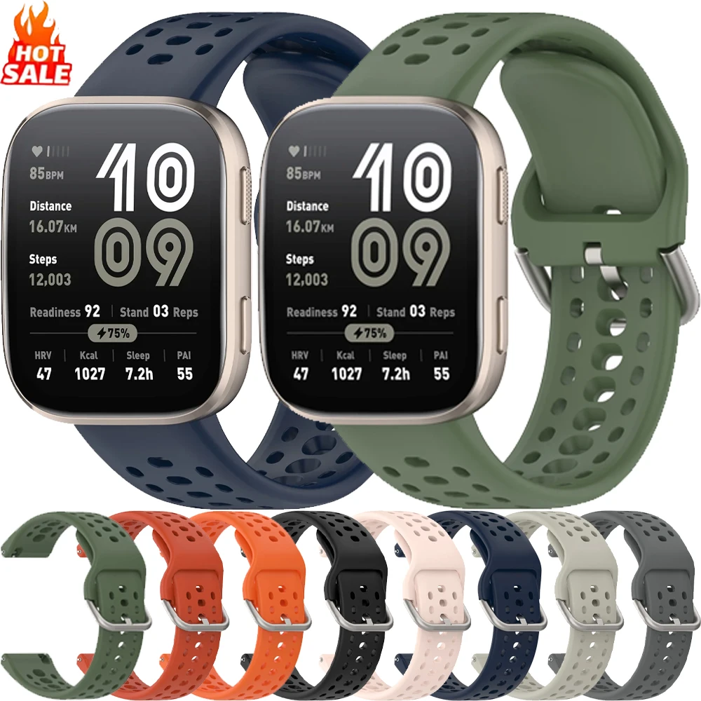 22mm Offizielles Silikonarmband für Amazfit Bip 6 Balance 2 Atmungsaktives Armband für Amazfit T-Rex3 Pro 48mm GTR 4/3 Helio Uhrenarmband