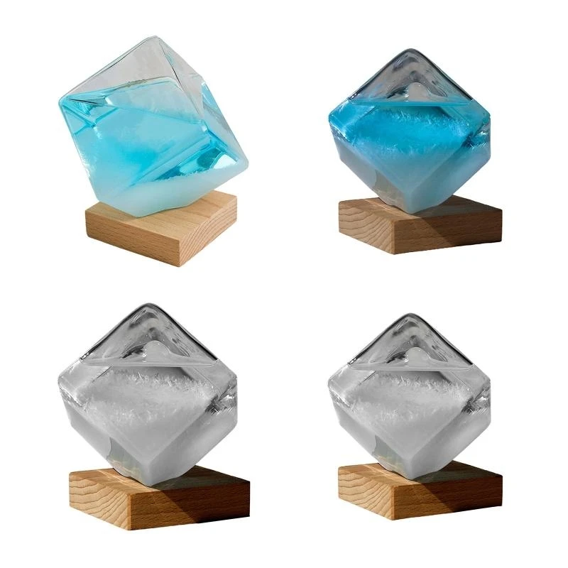 Water Cube Glass Weather Forecast Barometer Bottle for Storm for Home Office Wedding Party Decor Valentine's Day Love Q5WC