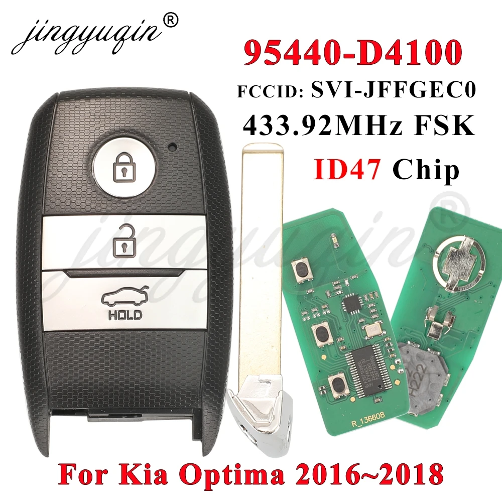 

Умный автомобильный ключ jingyuqin 95440-D4100 для Kia Optima 2016 2017 2018 434 МГц NCF2951X HITAG ID47 с чипом SY5JFFGE04 KeylessGo