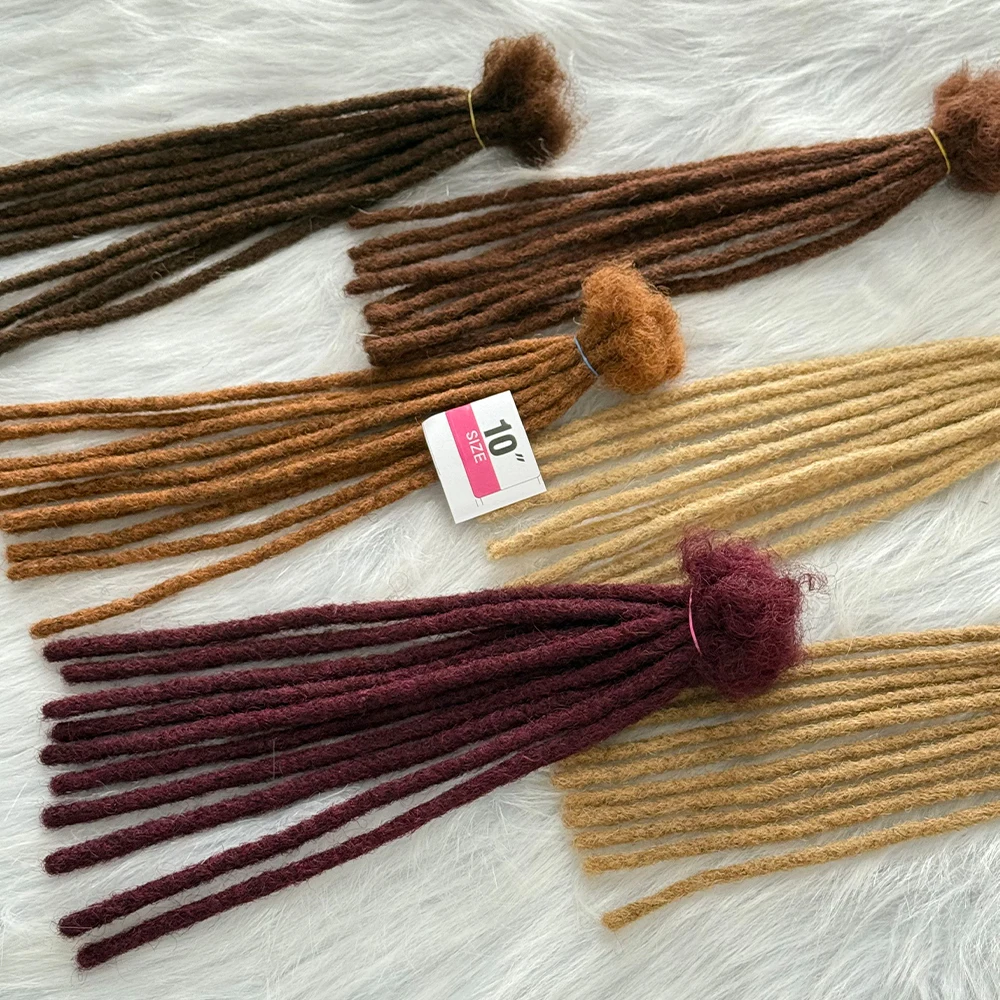 Extensões de Dreadlocks de Cabelo Humano Colorido, Extensões de Locs de 10 Polegadas Feitas à Mão para Mulheres, Homens e Crianças