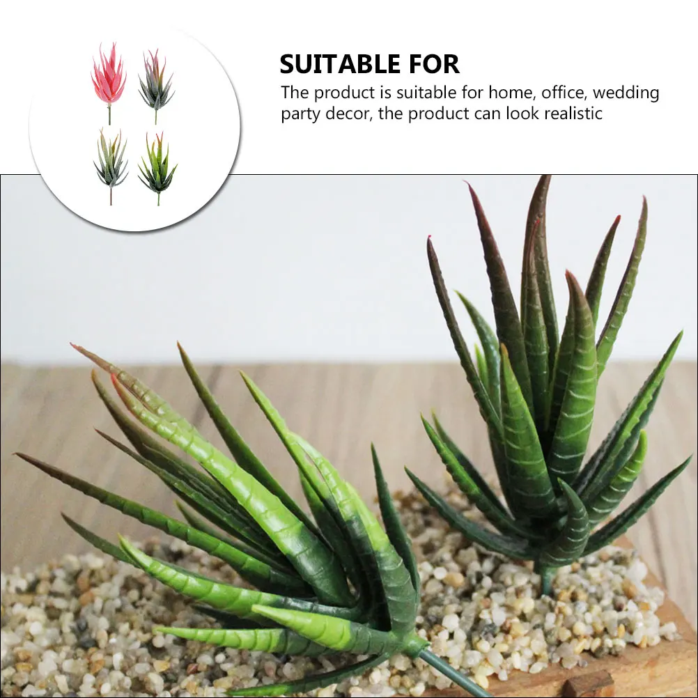 

4pcs Diy Simulation Aloe Adornment Lifelike Succulent Fake Plants For Home Office Wedding Decor Photography Props Assorted