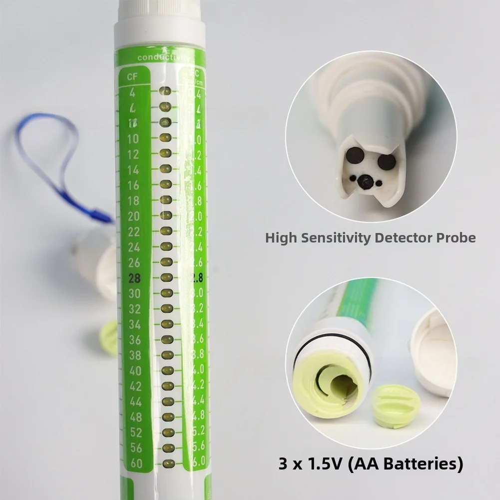 Meter for Hydroponics Systems Aquaculture Tanks Measures Eltrical Conductivity Units and Total Dissolved Solids