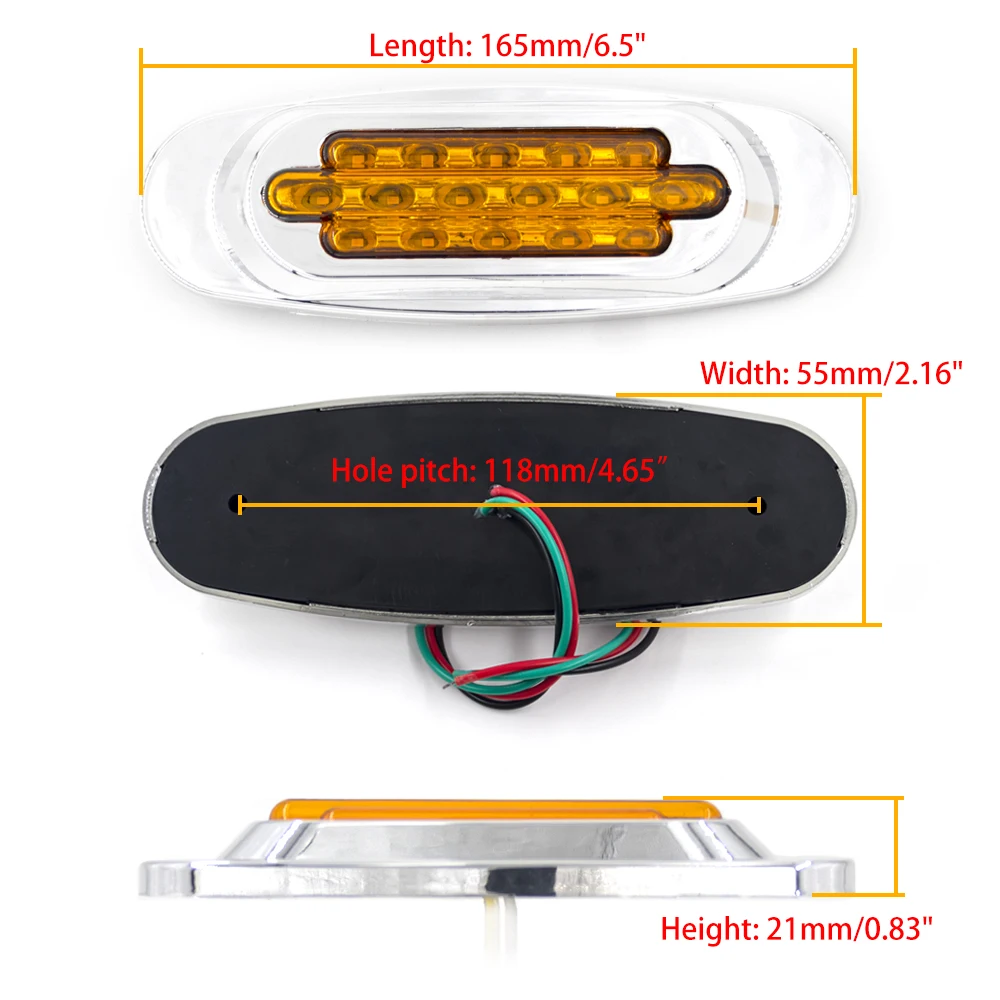 6pcs 16 LED 12V24V Car Warning Side Marker Clearance light Tail Light Signal Brake Lamp Red Yellow For Auto Truck Trailer Lorry