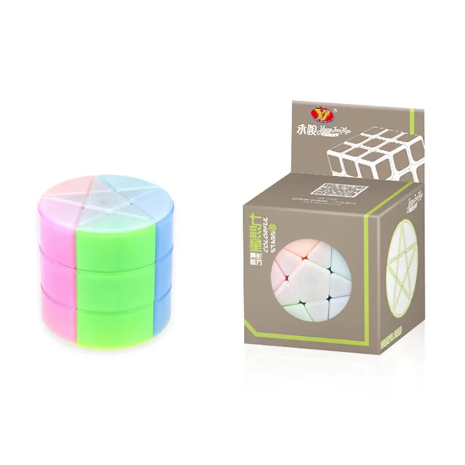 YJ Rainbow Cylinder Magic Cube Puzzle 3x3x3 Cubo Magico Yongjun Rainbow Star 3x3 Antistress Puzzle Fidget Toys Children's Gifts