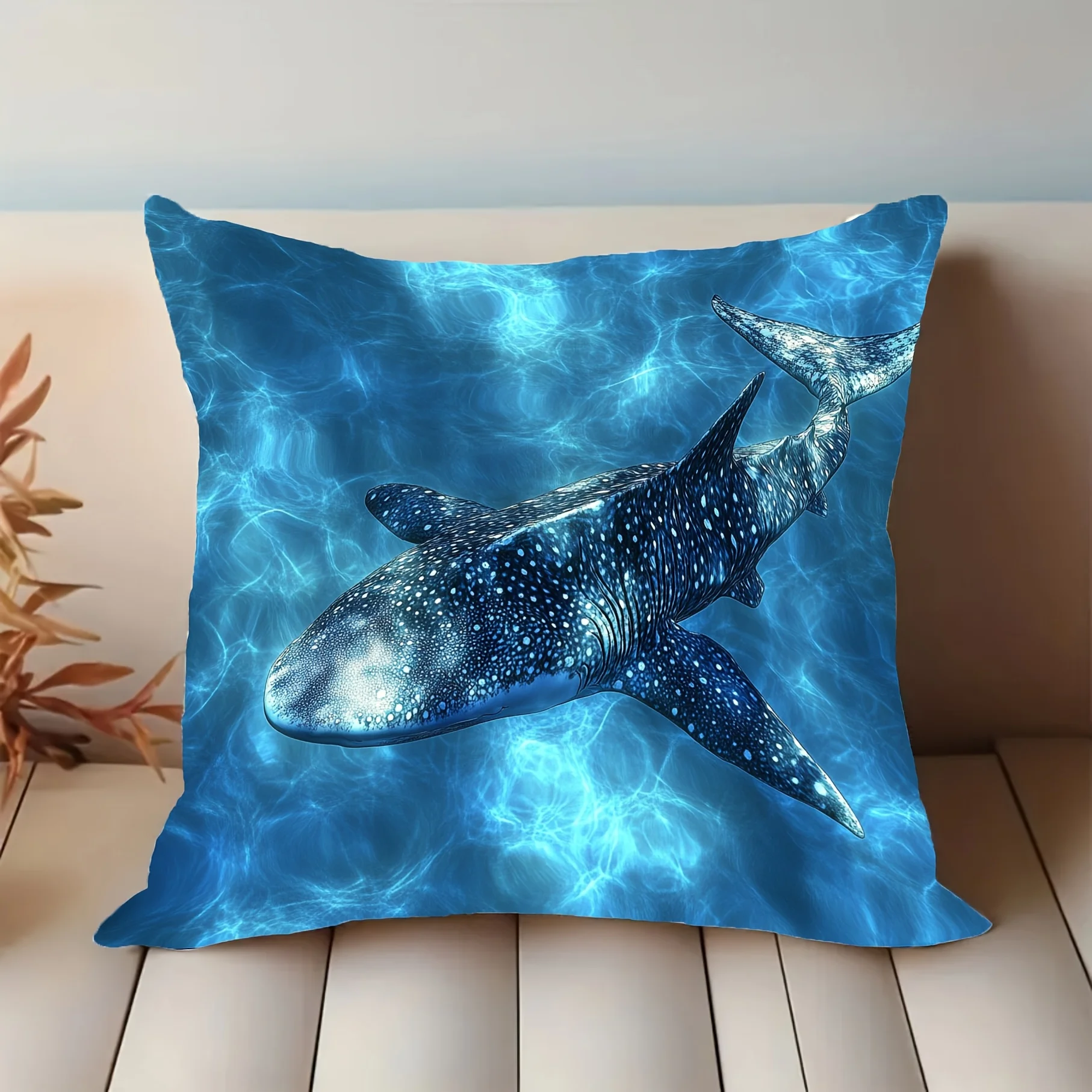 Ocean Whale Blue Abstract Sea Life Throw Pillow Cushion Decorative Home Accent Pillow for Bedroom Sofa