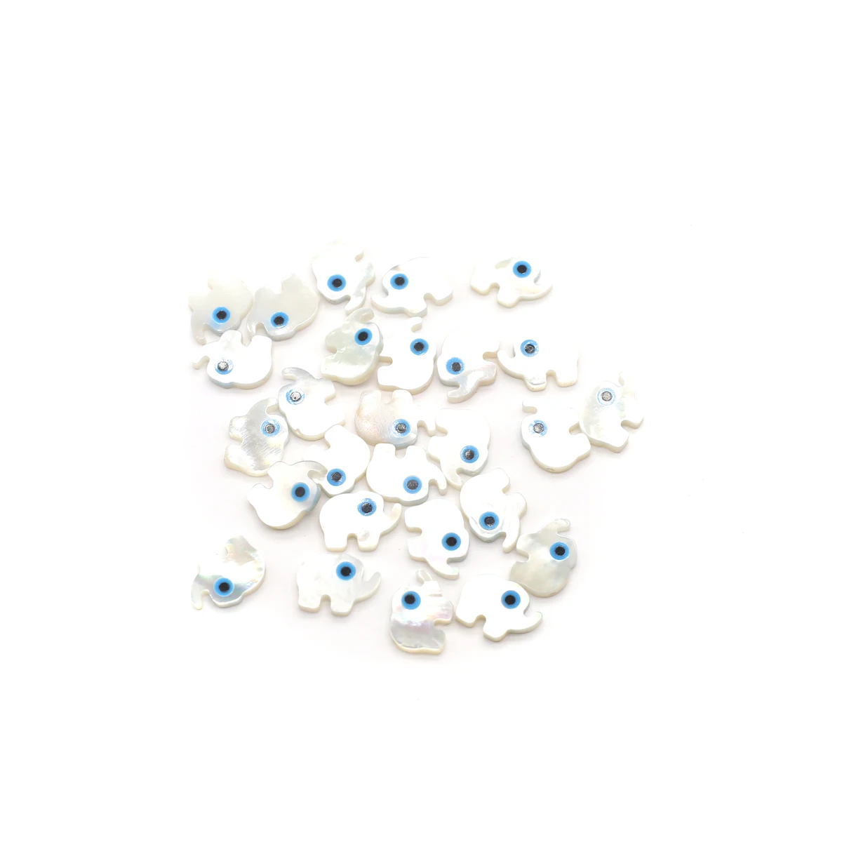 20Pcs Blue Demon Eyes Beads Natural Shell Evil Eye Elephant Shaped Beads Handmade Jewelry Making Bracelet Necklace Charms