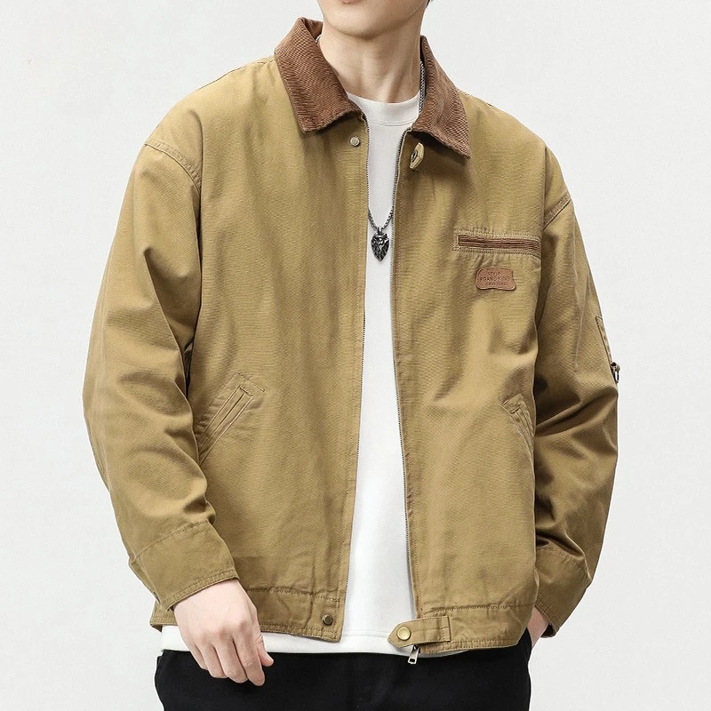 

Men Outdoor Lapel Loose Coat Premium Canvas American Coat