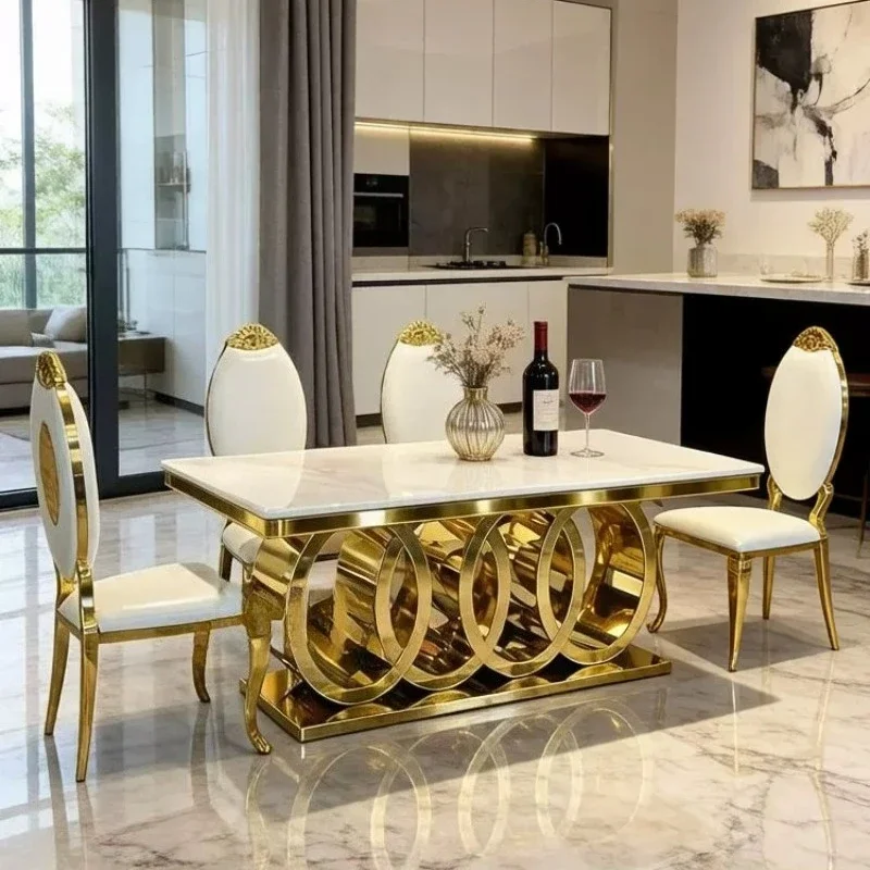 Rectangular Kitcjen Dining Tables And Sets Of 6 4 Chairs Furniture Home Light Luxury Marble Dining Table Pliante Modern Simple