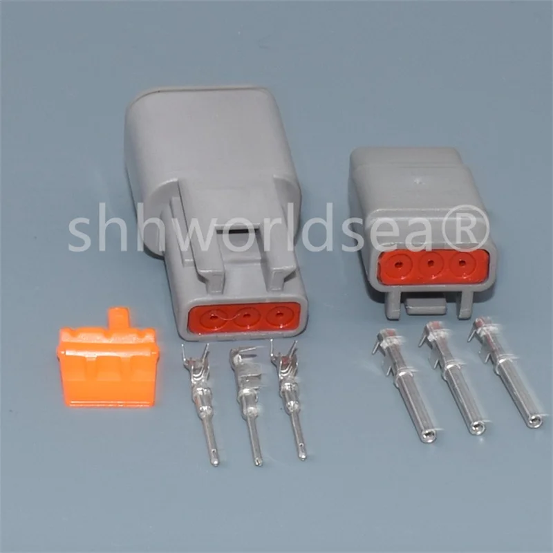 Shhworldsea 2/100Sets 3Pin Wire Connector Gray Waterproof Female Male Auto Plug DTM06-3S ATM06-3S DTM04-3P ATM04-3P