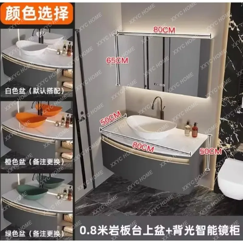 JYAX69 Bathroom Vanity With Sink White Organizer Mirror Bathroom Cabinets Storage Luxury Space Washroom Mobile Bagno Furniture