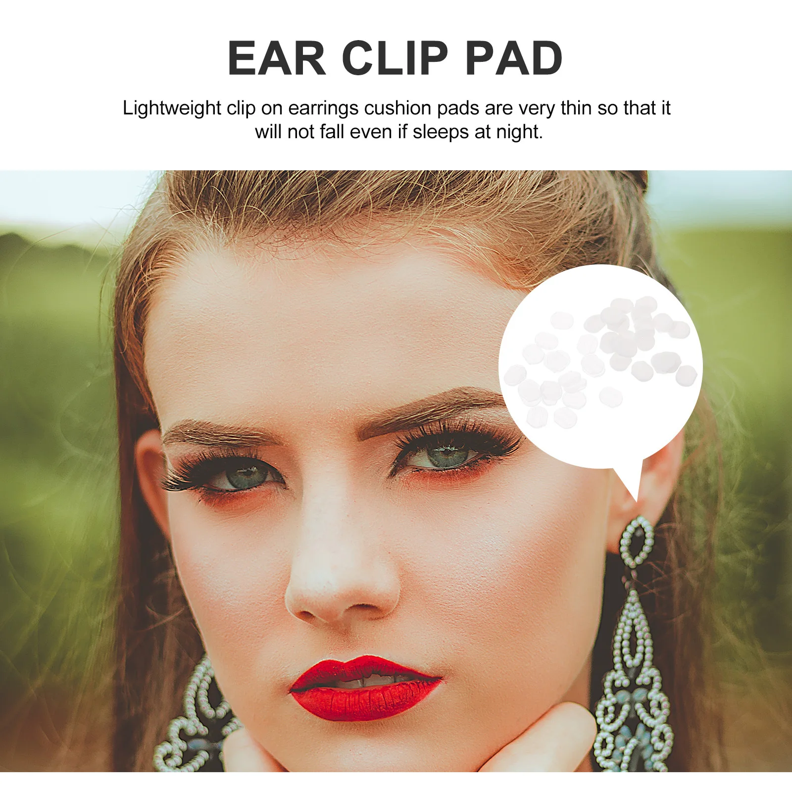 

40Pcs Ear Clip Cushion Pads Premium Soft Lightweight Pain Relief Non-Slip Oval Large Size Transparent Ear Clamp Accessories