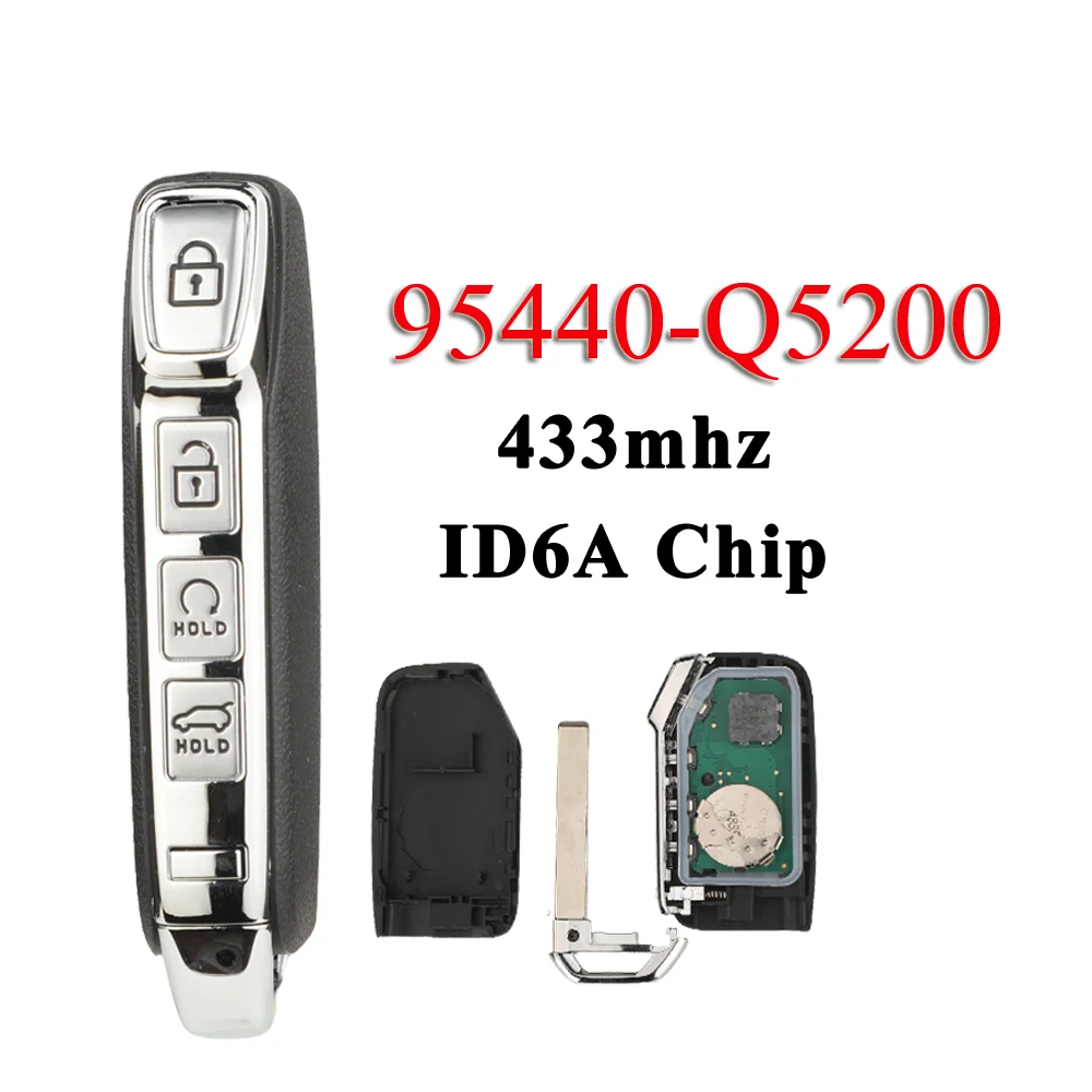 

jingyuqin 4Buttons Smart Remote Car Key 433MHz 6A Chip For Kia Seltos 2019-2023 Fob Control Keyless-Go 95440-Q5200