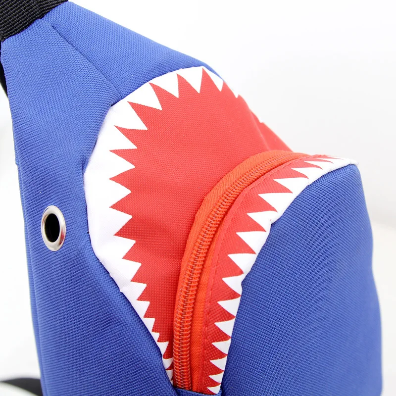 High Quality Cartoon Shark Chest Bag Women And Men Funny Canvas Shoulder Bag Mobile Phone Bag