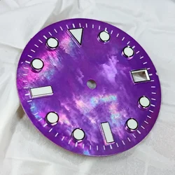New Shell Luster Dial 28.5mm Shellac Watch Face Accessory C3 Green Luminous For NH Movement 35 Movement Customiz logo Watch Dial