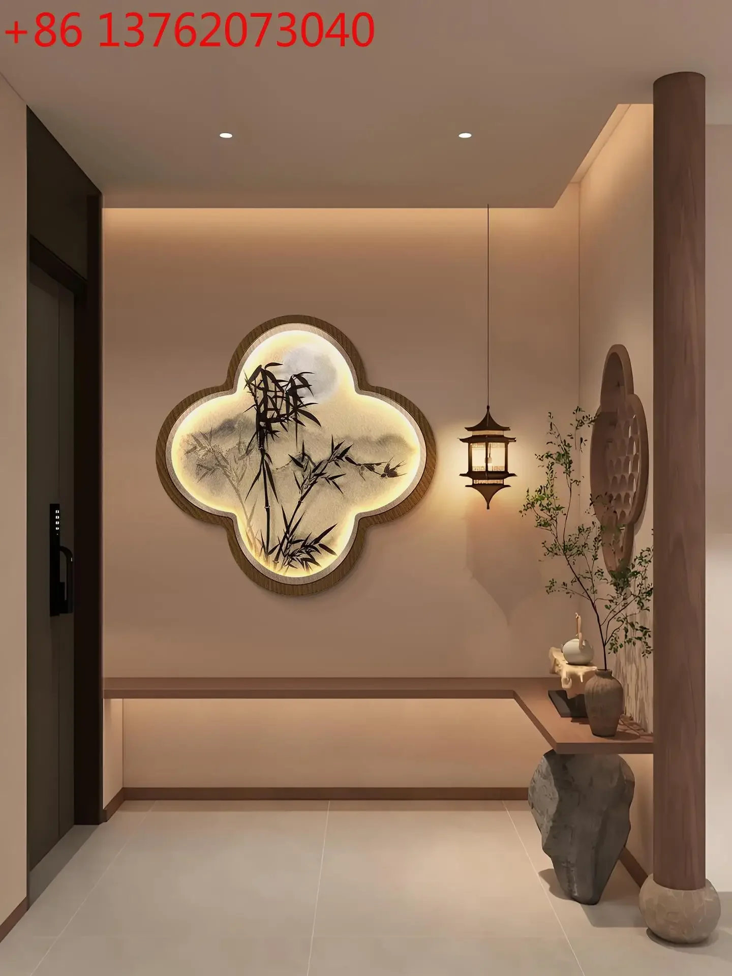 cabinet painting Chinese ancient style tea room painting bamboo living room background wall three-dimensional sandstone painting