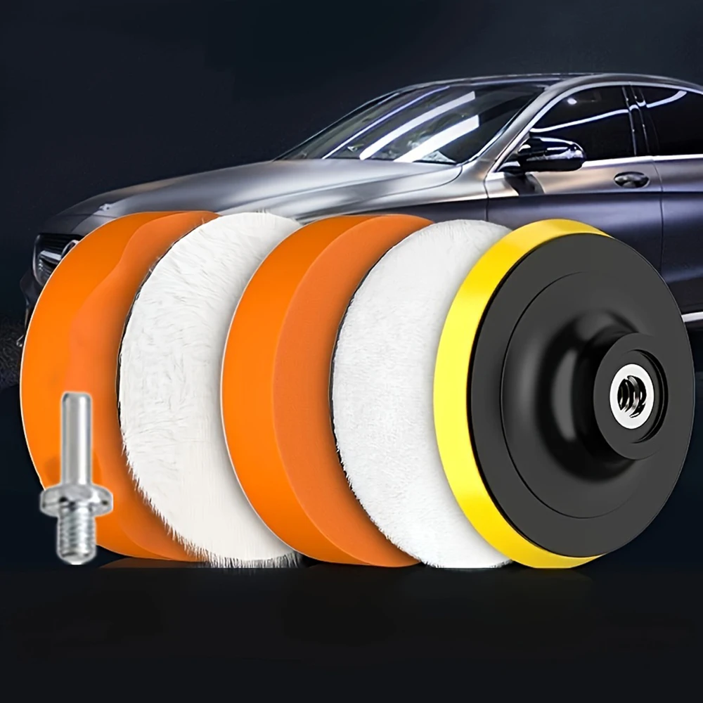 4 Inch 6 Pcs Car Beauty Polishing Waxing Sponge Disc Self-Adhesive Waxing Polishing Sponge Disc Sponge Polishing Wheel