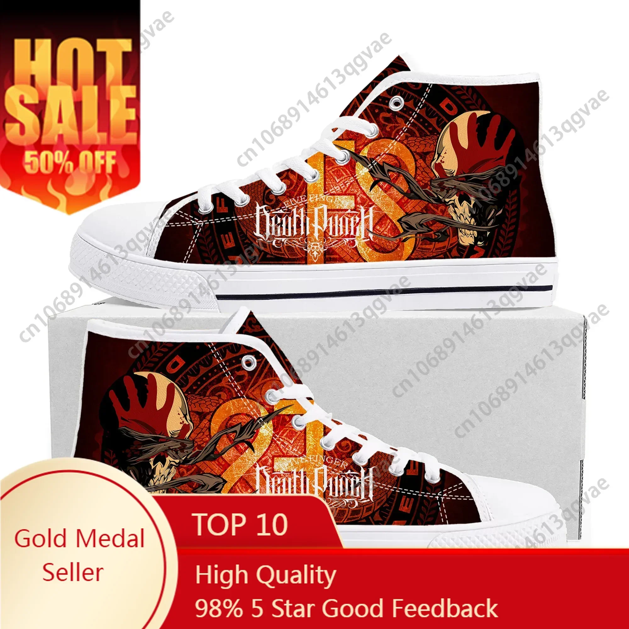 

Five Finger Death Punch Band High Top Sneakers Mens Womens Teenager High Quality Canvas Sneaker Casual Couple Shoes Custom Shoe