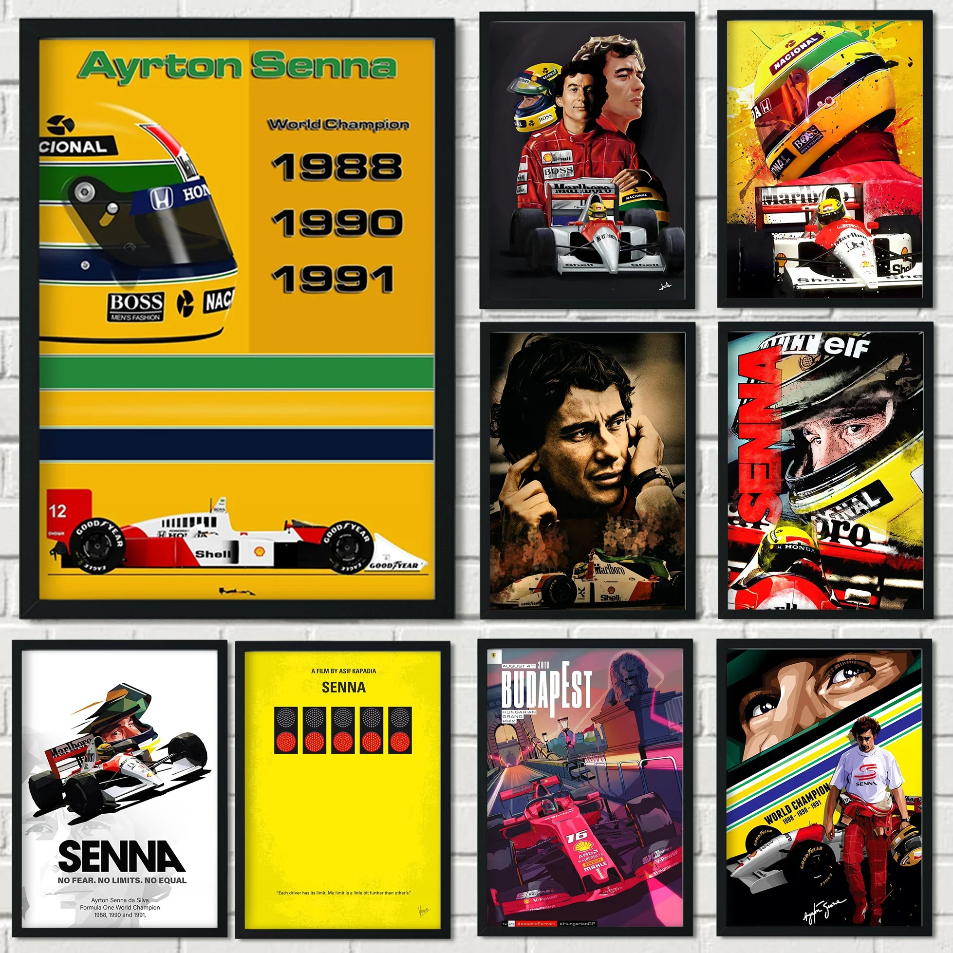 Ayrton Senna Poster Formula Mclaren World Champion Poster Decoration Art Decor Painting Home Decor Bar Room Wall Canvas