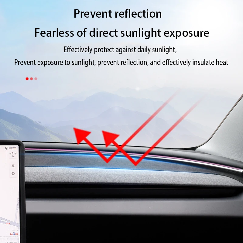 المضادة للأشعة فوق البنفسجية غطاء لوحة القيادة ل تسلا نموذج 3 هايلاند 2024 مركز وحدة التحكم الملحقات داش حصيرة بطانة حماية ظلة #2