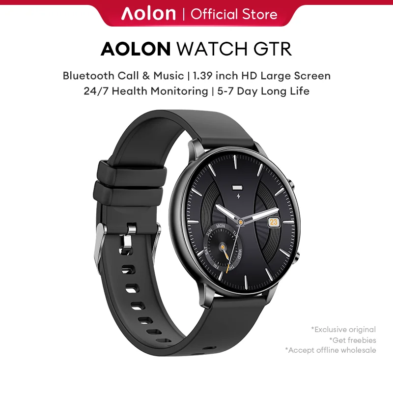 Aolon GTR Smart Watch Men Always On Display Bluetooth Call  Smartwatch 1.39-inch HD Screen Real-Time Heart Rate Monitoring