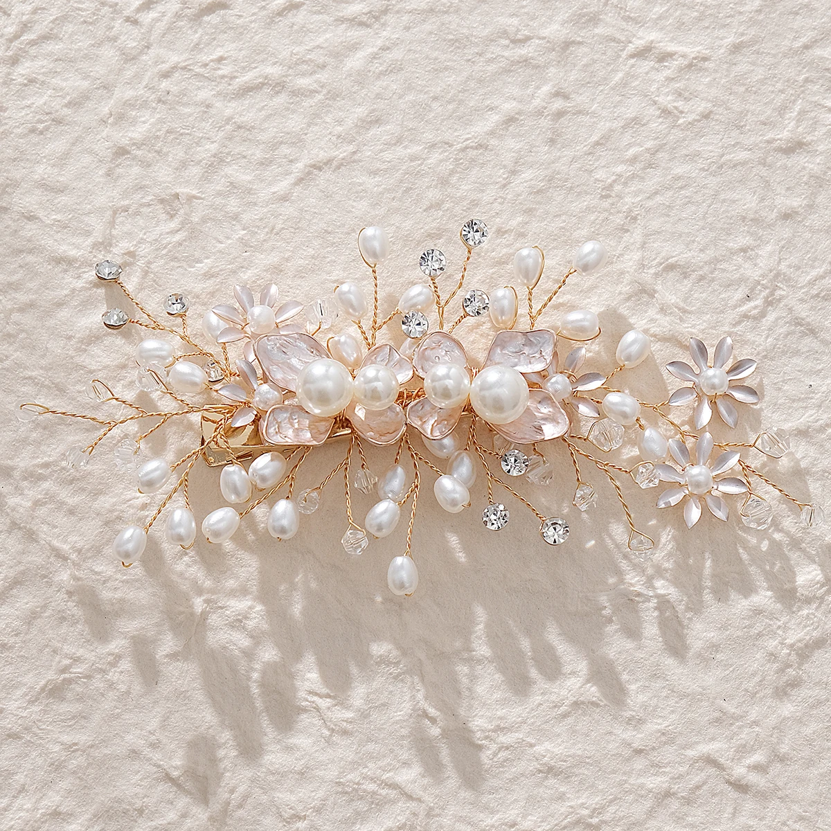 Handmade Pearl Hair Clips Alloy Flower Side Clips Bridal Jewelry Bridal Wedding Hair Pins Headdress Gift for Friend and Family image 2