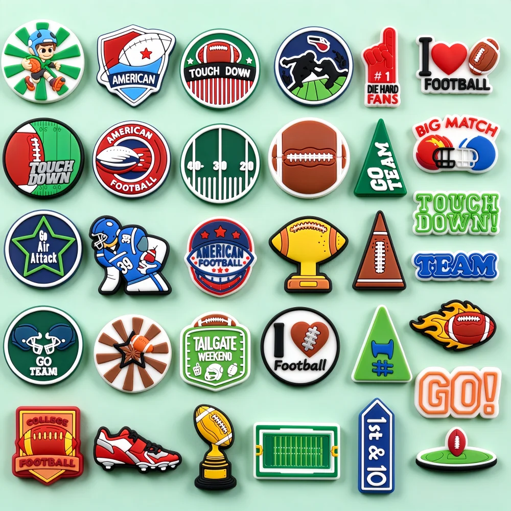 32Pcs Football Shoe Charms,Sports Ball Shoe Charms For Sandals Party Favors Supplies Holiday Gifts