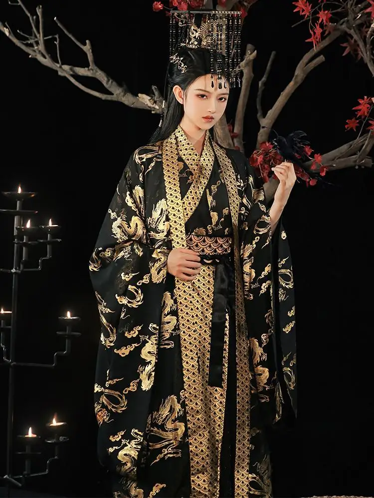 Weijin Dynasty Crossed Collars Chinese Traditional Hanfu Cosplay Costumes Same Style For Men And Women Retro Clothes Bronzing