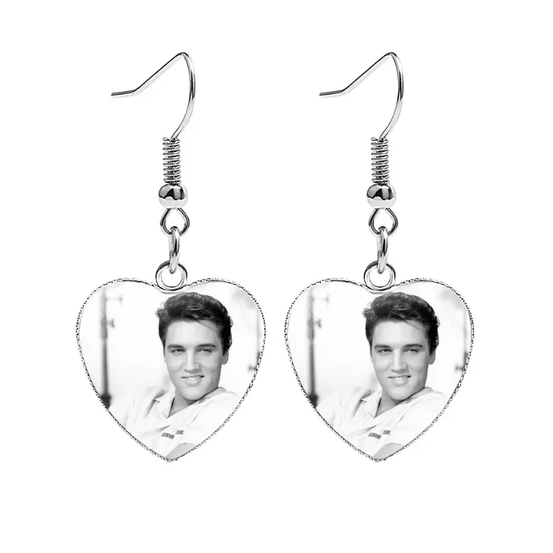 Heat Shape Elvis Earrings for Women Fans Super Singer Star Poster Lovely Drop Earring Souvenir Jewelry