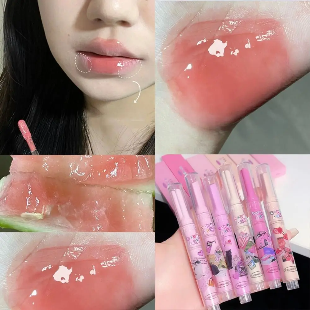 6 Colors Jelly Mirror Lipstick Waterproof Long Lasting Solid Lip Gloss Water Light Sweet Heart Shape Lip Glaze